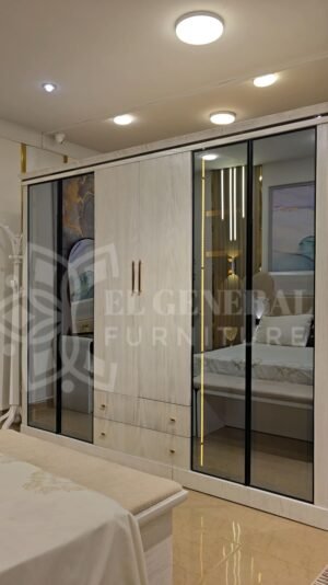 غرفة نوم أثاث مودرن بتصميم بسيط وألوان محايدة تناسب الشقق العصرية