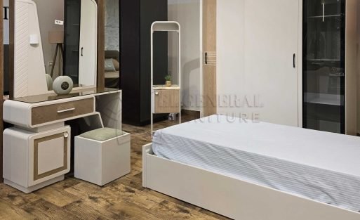 غرفة نوم أولاد مودرن بألوان هادئة وخشب طبيعي